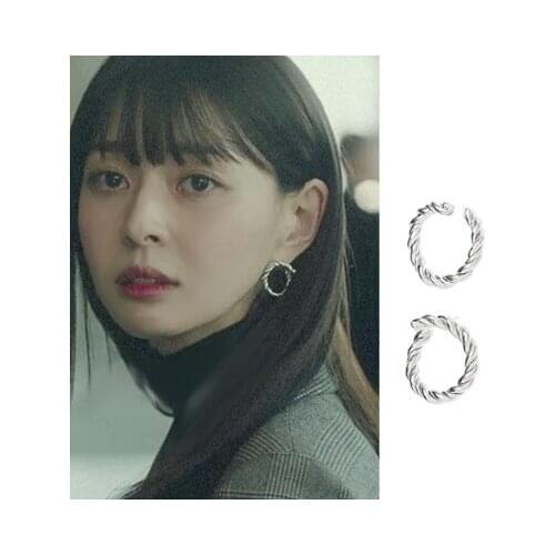 Korean drama Li Tai Yuan same earring Quan Nala earpin commuter Twist Rope earring simple new style