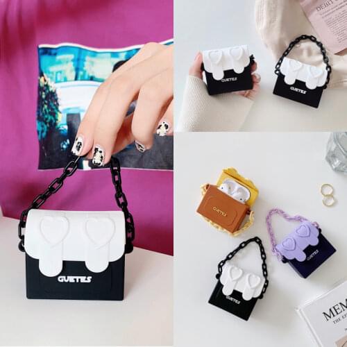 Fashion Brand Handbag Bag 3D Case For AirPods 1 2 Pro Box Soft Silicone Wireless Bluetooth Earphone Protective Cover Bracelet