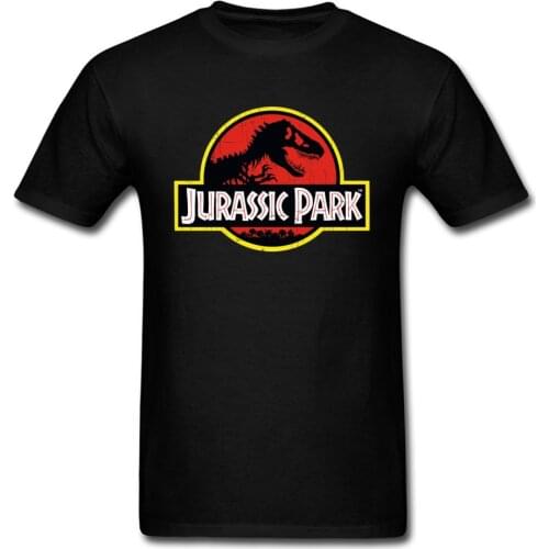 Fashion Jurassic Park Tshirts Men T-shirts Casual T Shirt Letter Print Tops T-Rex Tee Summer Black Clothes Cotton Fabric