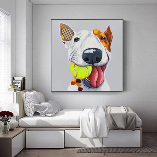 New Arrival Wall Art Decoration Animal Oil Painting Of A Dog Carrying A Baseball Abstract Picture For Living Room No Frame