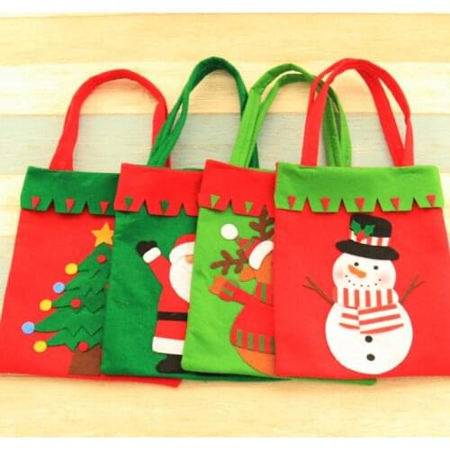 Christmas Gift Bag XMAS Sweet Treat Candy Handbag Personalised Santa Snowman Elk Christmas Tree bags Holday Party store Decor