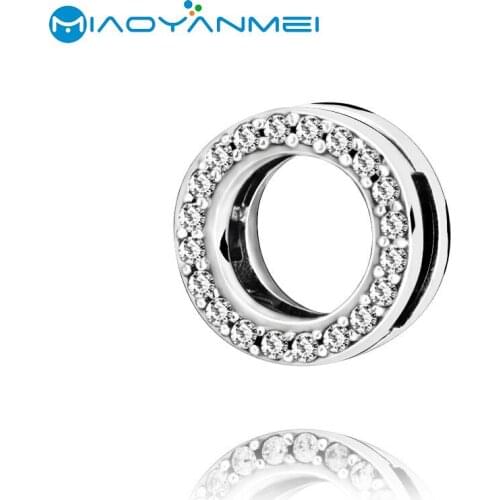 925 Sterling Silver Beads Reflexion Circle of Pave Clip Charm Fit Original Pandora Bracelets DIY Women Fashion Jewelry