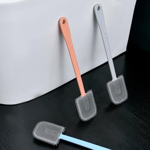 Toilet Brush and Holder TPR Bristles Toilet Brush Deep Cleaning with Long Handle for Bathroom Wall Mount Punch Free TS2