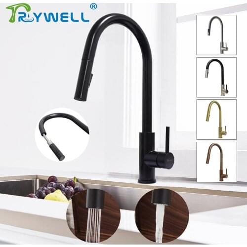 Trywell Kitchen Sink Faucet Pull Down Bathroom Laundry Mixer Tap 30% Water Saving 360°Rotate Stainless Steel Stream or Spray