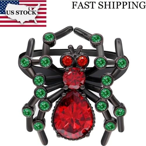USA STOCK Uloveido Gothic Rings for Women Black Spider Animal Ring Female Fashion Jewelry Halloween Gifts Jewellery 15% Y324