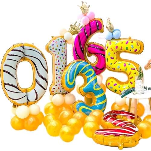 1pc 42 Inch Giant Foil Balloons Number Ballons First Birthday Party Digital Helium Balloon Baby Shower Donut Party Supplies