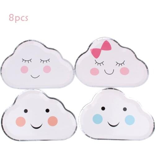 Cloud Funny Expression Plate Theme Party Tableware Disposable Paper Plate Girl Birthday Celebration Decoration Party Supplies