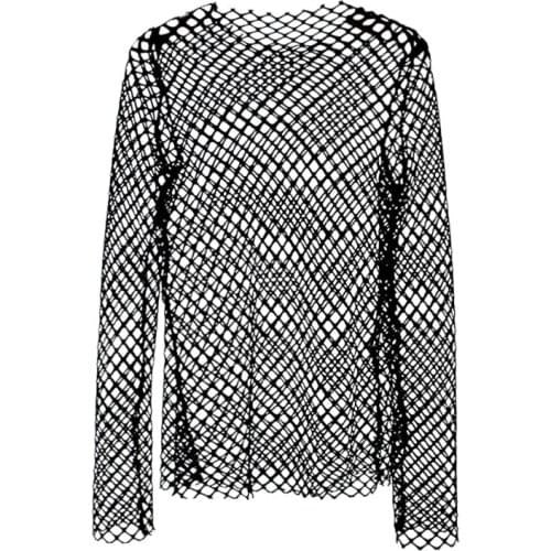 Ladies Womens Long Sleeve Sheer Mesh SEE THROUGH Plain Top T-Shirt new