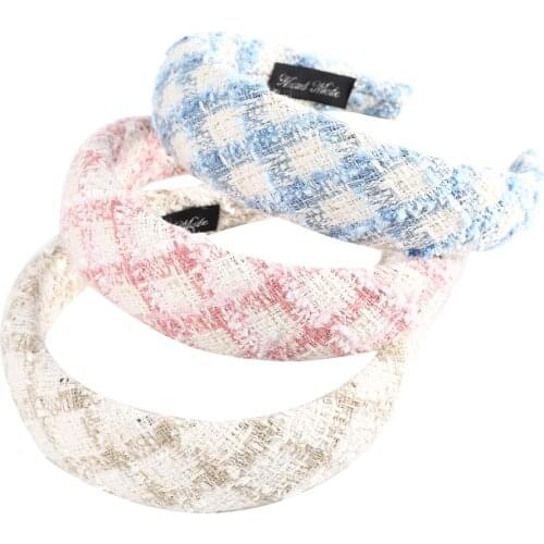 MOLANS Ladies Small Fragrance Style Plaid Hairband Autumn And Winter Simple Headwear Full Inclusive Headscarf Hair Accessories