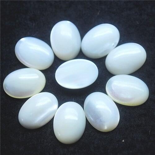 10pcs Wholesale margarita snail shell cabochons trochidae saltwater pearl white color oval shape size 13x18mm