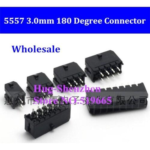 100PCS 5557 Pin Header 3.0mm Connector 2/4/6/8/10/12/14/16/18/20/22/24P Straight Pin 180 Degree Black PCB Wire Soldered