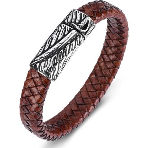2020 New Cuff Bangles Men Geniun Leather Stainless Steel Samurai Sword Punk Jewelry 10 Colors Wholesale Charm Bracelet