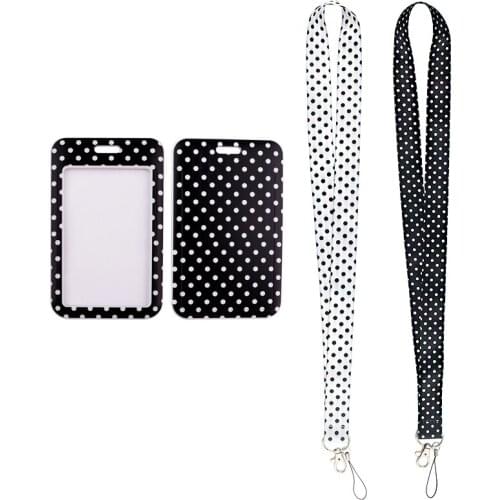 24pcs/lot MD642 DMLSKY Wavelet point Card Holders Case Phone Key Badge Camera USB Holders Neck Rope Lanyard with Keyring