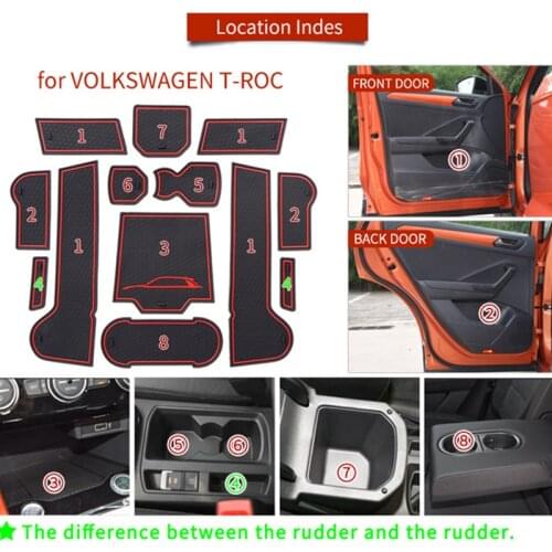 3D Rubber Mat For VOLKSWAGEN T-ROC Lnterior Anti Slip Mat Door Slot Pad Cup Cushion Groove Mat Car Accessories