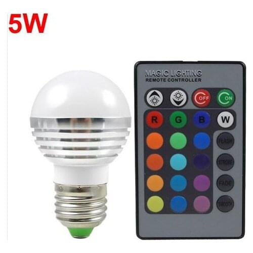 3W RGB E27 led bulb Lamp 5w 10w 15wSpot light 16 Color 85-265V +24Key IR Remote Control