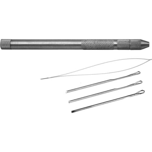 3x Hooking Ventilating Aluminium Pulling Needle + 1 Holder KIT Make Lace Wigs Micro Rings Loop Hair /cold fusion hair Tools