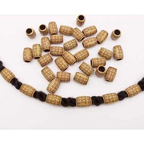 50pcs-200pcs acrylic wooden Crochet hair braid dread dreadlock Beads tube Micro Rings DIY Hairstyling Accessories