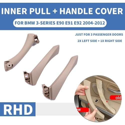 6PCS/set RHD Beige Car Inner Inside Outside Handle Interior Door Panel Pull Trim Cover For BMW 3 series E90 E91 E92 316 318 320