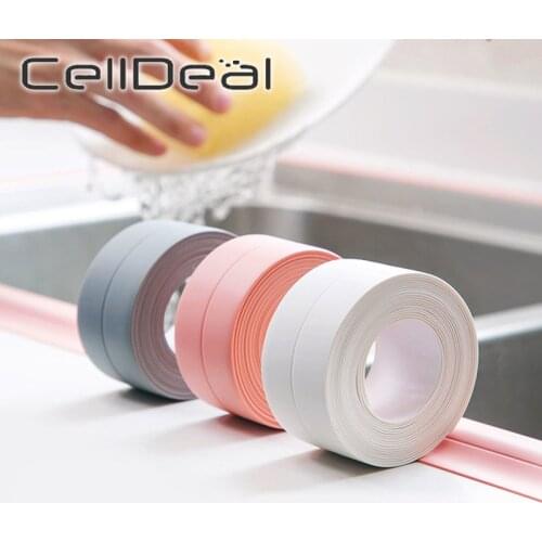 7 Colors Bathroom Kitchen PVC Bathroom Shower Sink Bath Sealing Strip Tape White PVC Self Adhesive Waterproof Wall Sticker