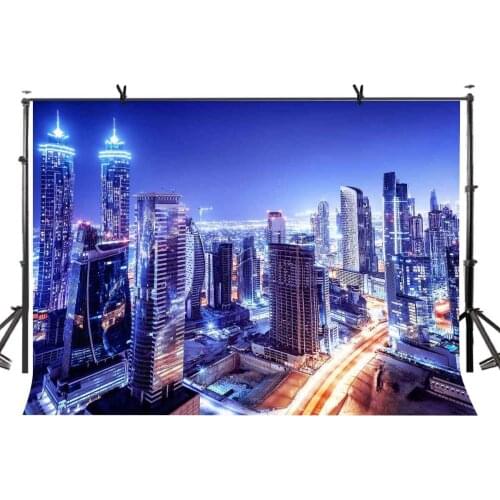 7x5ft Dubai Night Backdrop Beautiful Dubai Night Photography Background and Studio Photography Backdrop Props