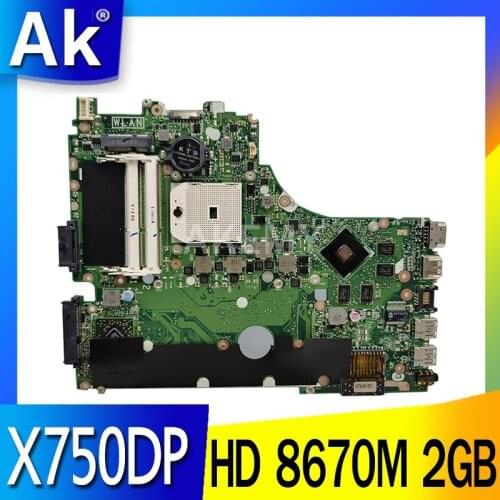 90MB01N0-R00020 EDP 30Pin X750DP laptop Motherboard REV:2.0 For ASUS R510D X550 X550DP K550D X550D K550DP HD 8670M 2GB mainboard