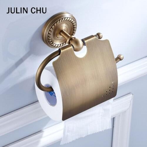 Antique Toilet Paper Holder Cover Copper Bathroom WC Brass Tissue Towel Hanger Shelf Black Lavatory Roll Holders Rack Wall Mount