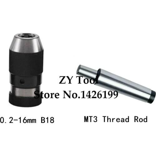 Automatic Locking Drill Chuck 0.2-16mm B18 and Thread Taper shank thread link lever MT3 3-16, machine center, drilling machine