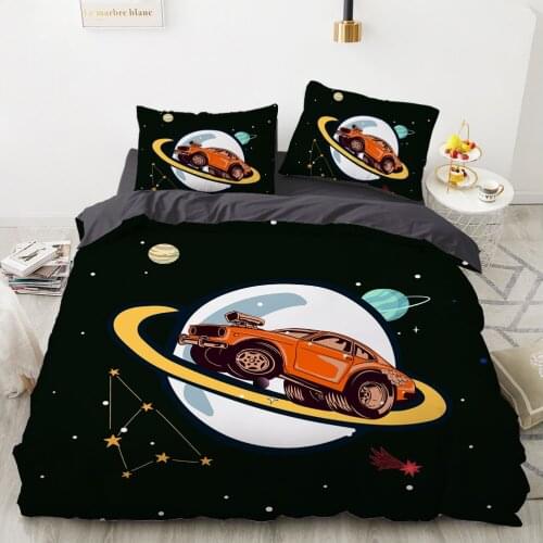 Car Cartoon Kids Bedding set for children baby girls Duvet cover set pillow case Bed linens Quilt cover 240x220 140x200 black