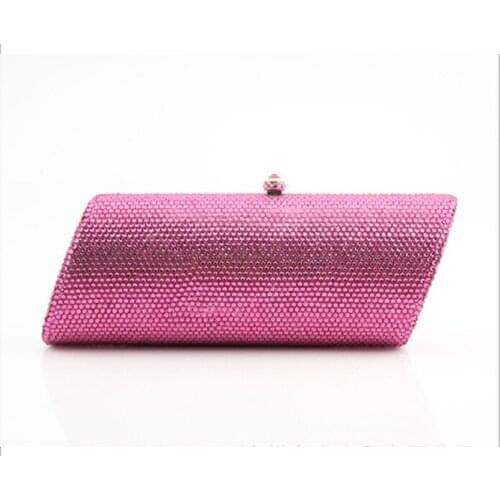 Champagne Women red Crystal Bags Evening clutch Purse Metal pink Hardcase box Wedding Party Minaudiere Handbag Clutch wallet
