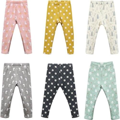 Kids Thicken Leggings Girls Winter Plus Velvet Trousers Warm Pants Childrens Long Trousers Boys Cartoon Skinny Clothing Legging