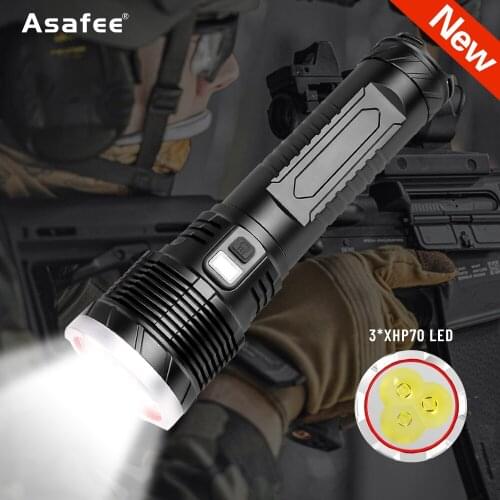 10000LM XHP70 Ultra Bright Lanter Powerful Tactical Flashlight USB Rechargeable Flashlight IPX5 Waterproof Lamp Camping Hunting