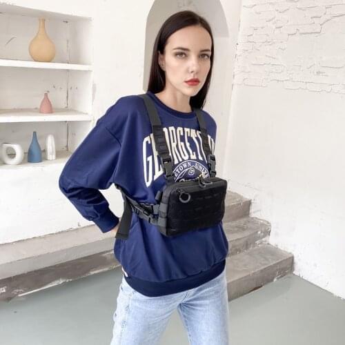 Hip-hop streetwear functional tactical casual chest bag mobile phone bag mens fashion chest diamond bag waist bag