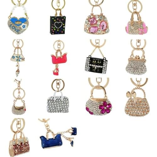 Exquisite Charm Fashion Keychain Creative Handbag Shaped Design Keychain Crystal Purse Bag Keyring Key Chain Female Gift
