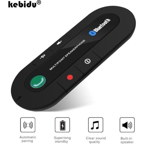 Kebidu 2020 Bluetooth 4.1 Car Speakerphone MP3 music Player Car Kit Multipoint Bass Stereo AUX Speaker Handsfree for Phone