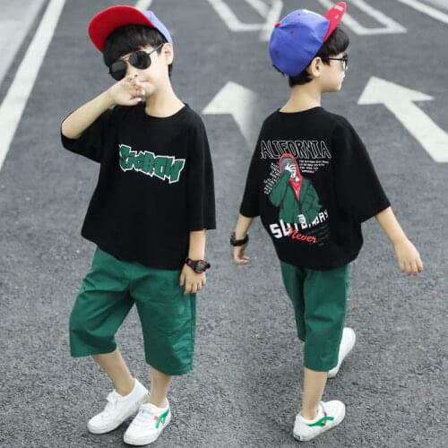 Kids Boys Clothes Boy Summer Clothing Sets Short Sleeves Print Tops Shirt+ pant Suits Children Clothing