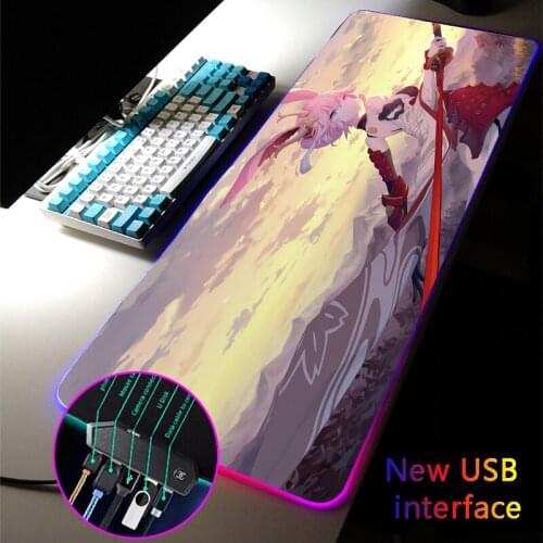 MRGLZY Honkai Impact RGB Mouse Pad Drop Shipping Four USB Docking Hot Game Large MousePad Carpet USB HUB Multi-interfaceDeskMat