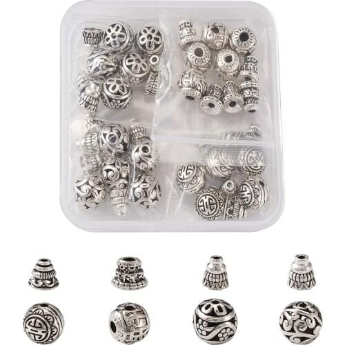 20set/box Antique Tibetan Style Alloy Guru Bead Sets T-Drilled 3-Hole Round Beads For Jewelry Making DIY Bracelet Crafts Decor
