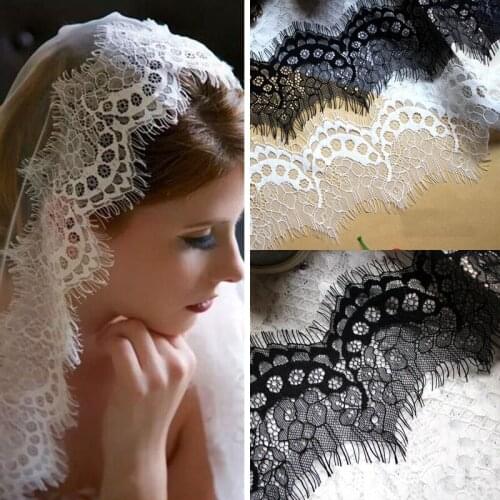10CM width 6meters/lot white and black flower eyelash lace trim fabric for DIY craft and garment decoration