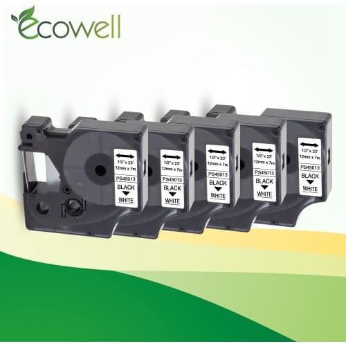Ecowell Label Tapes 45013 Compatible for dymo D1 12mm tapes 45013 ribbon cassette for Dymo label manager LM 160 280 label maker