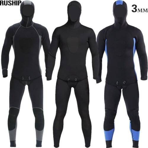 Men 3mm Black Diving suit neoprene pesca diving spearfishing wetsuit snorkel swimsuit Split Suits combinaison hat surf wetsuit