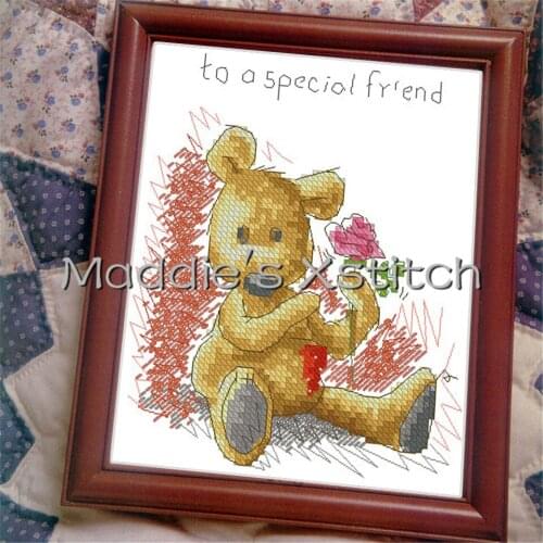 KTX004 Cross Stitch Kit Embroidery Art Homfun Bear Cross Stich Painting Joy Sunday Christmas Decorations For Home Homefun
