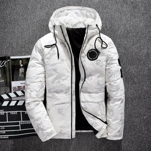 New 2018 Men Winter Jacket Mens Hooded Camouflage Parka Jackets White Mens Thick Jacket Ultralight Down Jacket Men Coat Winter