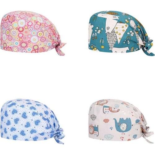 Fashion New Animals Flower Print Nurse Hats for Women Gorros Quirurgic Salon Pharmacy Caps For Men Lab Pet Doctor Surgicals Cap