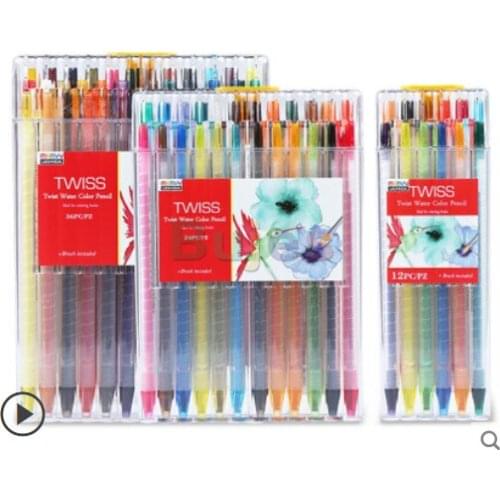 Original Japan MARVY Water soluble color lead 36 / 24 / 12 color rotary tube color pencil drawing pen without pencil sharpening