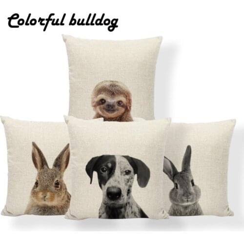 Deer Bear Dog Hummingbird Cushion Sloth Tiger Pillow Nature Recliner Anniversary Gift For Sofa Throw Cushion Covers 17X17 Linen