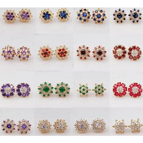 Luxury Trendy Women Earrings Bohe Vocation Flower Earrings Multiple Mix Color Stud Earrings Indian Jewelry earrings for womens