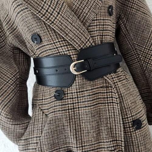 Luxury Ladies Wide Belt Elastic Vintage Buckle Leather Wide Fashion Wild Pin Buckle Womens Belt Waist Seal Belt