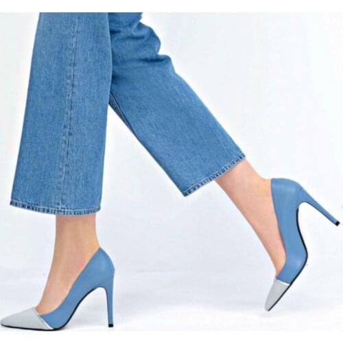 SHOFOO shoes,Novelty fashion womens shoes , multi-color PU stitching, about 11 cm high-heeled womens shoes, pointed toe pumps