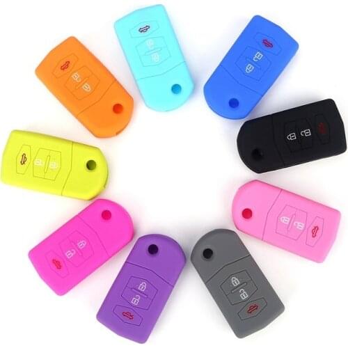 3 Button Silicone Remote Flip Key Cover Fit for Mazda 2 Demio 3 5 6 M5 CX7 CX9 RX8 MX5 MPV Keyring Case Fob Shell Skin Holder
