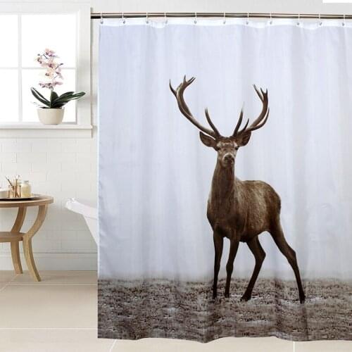 Polyester Fabric Animal Deer Shower Curtain Waterproof Bathroom Curtain Reindeer Bath Curtain size 180x180cm
